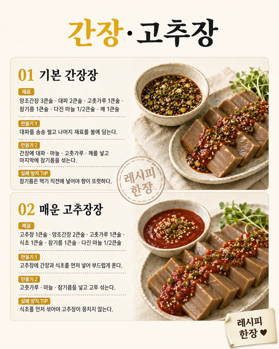 도토리묵 한 모, 간장만 뿌리지 마세요 — 양념장 6가지