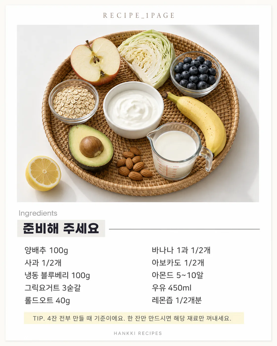 아침 스무디 4가지 — 뱃살·혈관·혈당 신경 쓰일 때 골라 마셔요