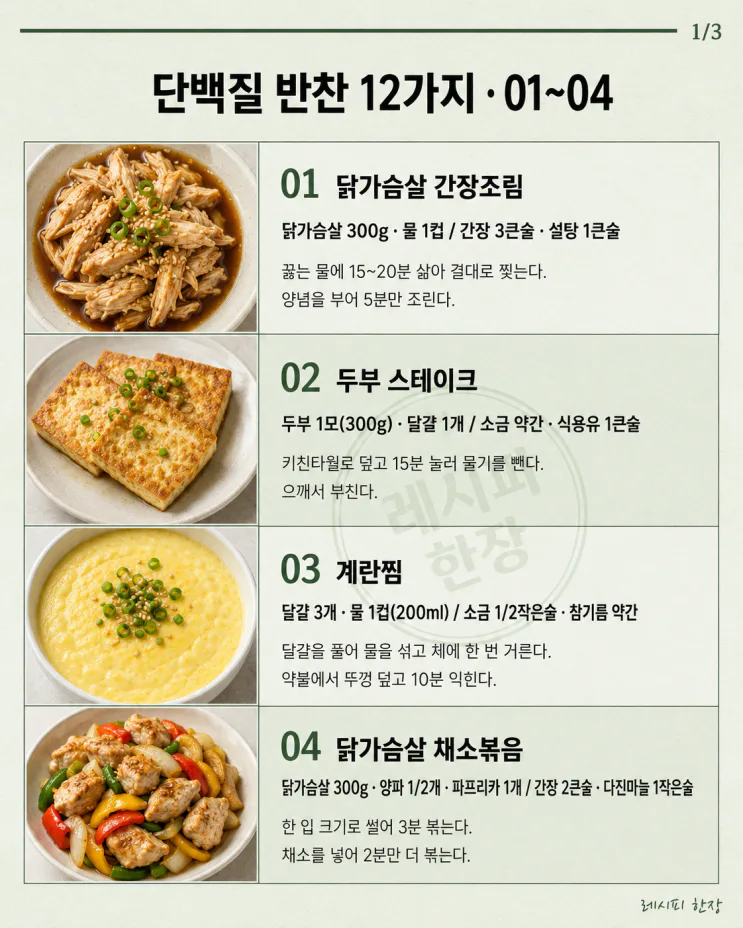 운동 후 든든한 단백질 반찬 12가지