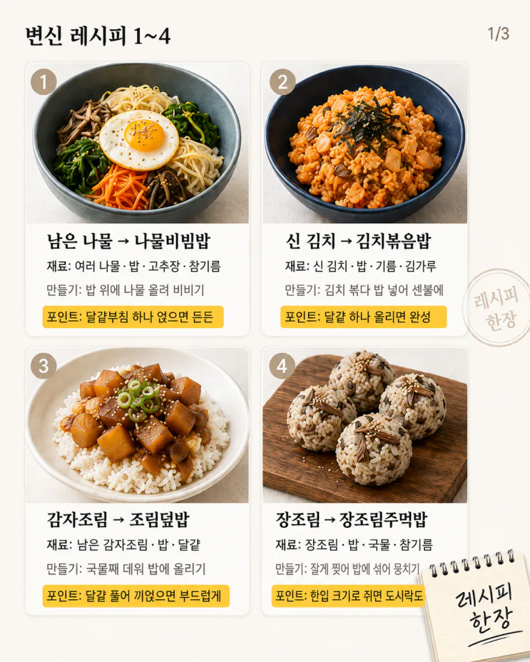 물려서 못 먹던 그 반찬, 이렇게 하면 다시 먹어요 — 변신 10가지