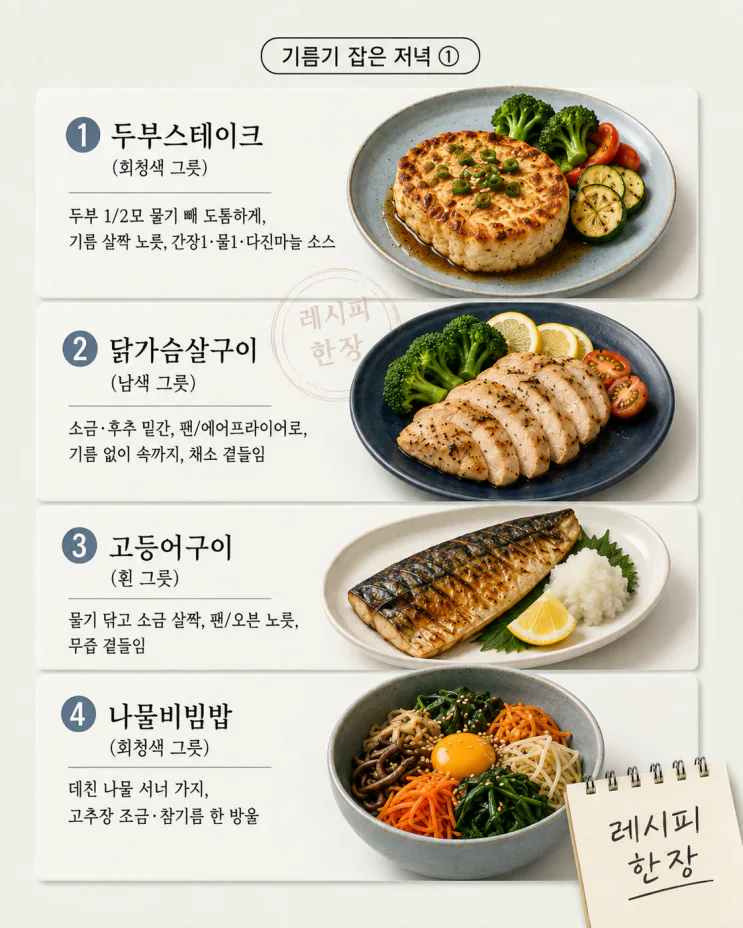 콜레스테롤 걱정된다면 — 기름기 잡은 저녁 12가지