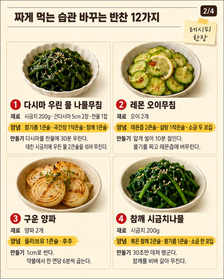 짜게 먹는 습관 바꾸는 반찬 12가지, 싱겁지 않게