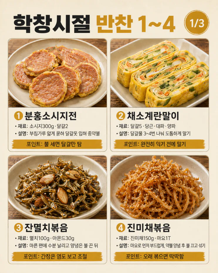 도시락 뚜껑 열면 먼저 찾던 것 — 학창시절 반찬 10가지