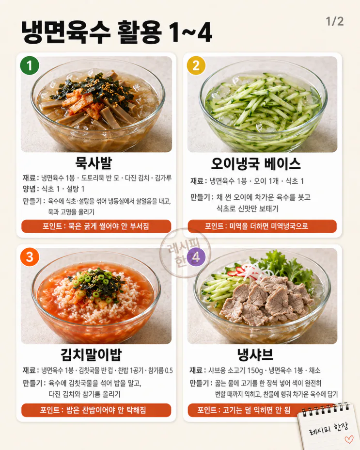 냉면육수, 국수에만 쓰면 반은 버리는 겁니다 — 활용 8가지