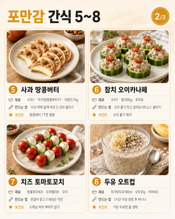 오후 4시만 되면 배고프다면 — 저녁 전 포만감 간식 8가지
