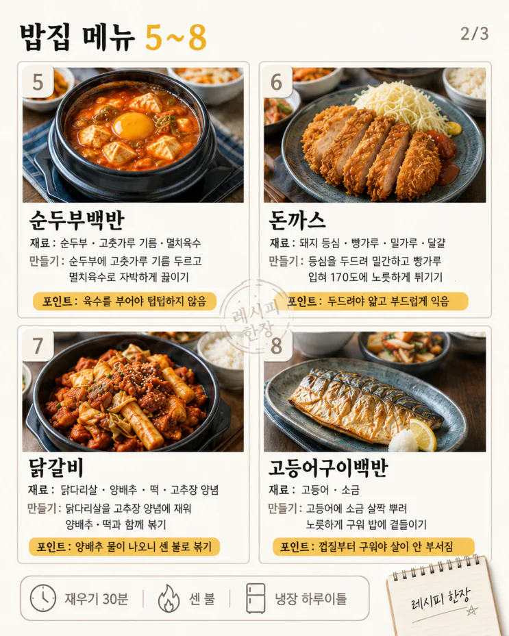 사 먹으면 만 원, 집에서 3천 원 — 밥집 인기 메뉴 12가지