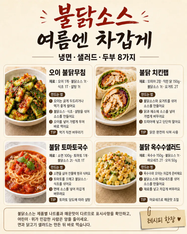 불닭소스, 볶음면에만 넣지 마세요 — 차갑게 먹는 여름 조합 8가지