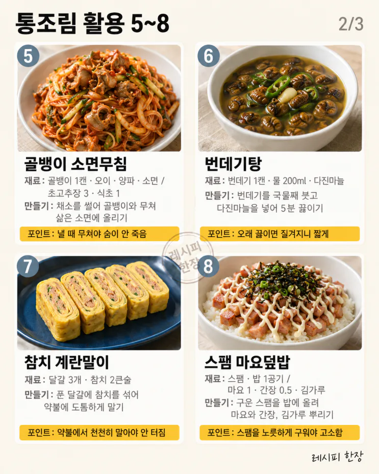 배달앱 열기 전, 통조림 캔부터 꺼내세요, 한 끼 되는 요리 12가지