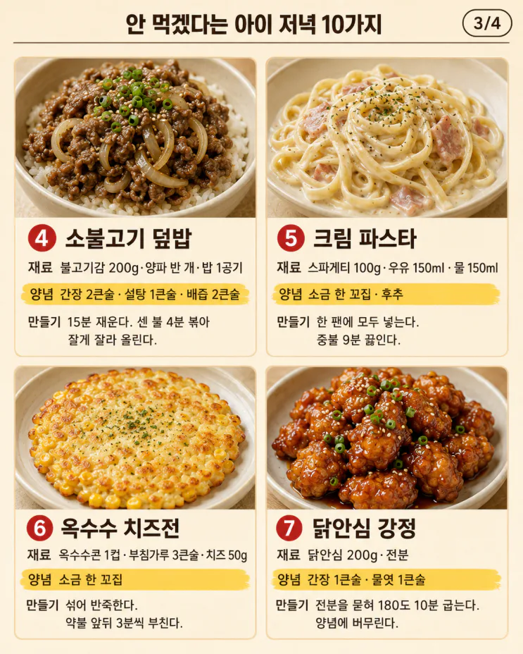 안 먹겠다는 아이 저녁 10가지, 입맛 없는 날