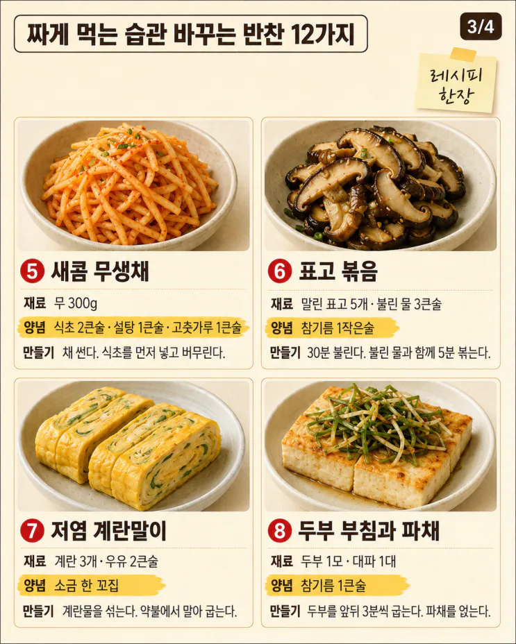 짜게 먹는 습관 바꾸는 반찬 12가지, 싱겁지 않게