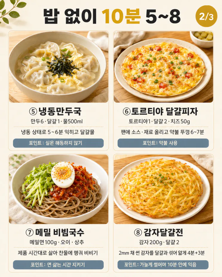 저녁 7시인데 밥도 안 했다면 — 밥 없이 든든한 10분 한 끼 10가지