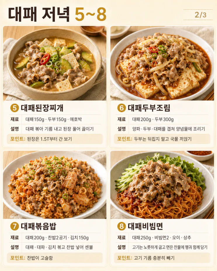 대패삼겹살 한 팩 사왔다면 — 굽기 말고 15분 저녁 10가지