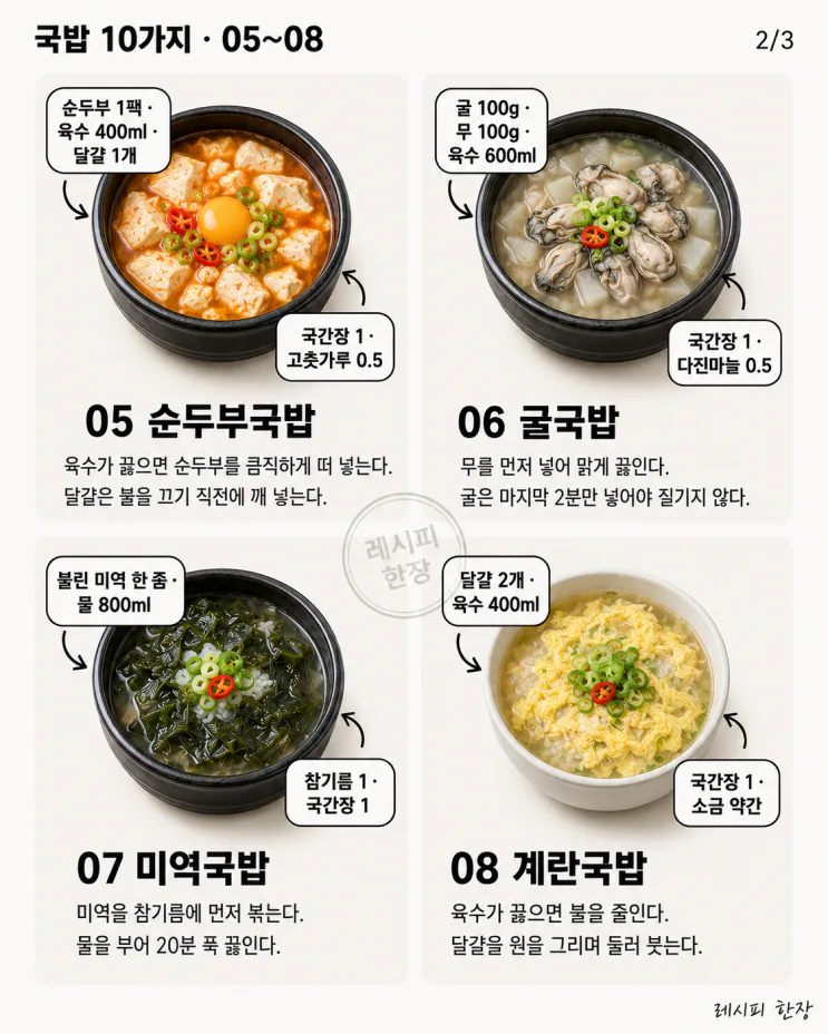 50대 이후 속 편한 국밥 10가지, 반찬 없이 든든한 한 그릇