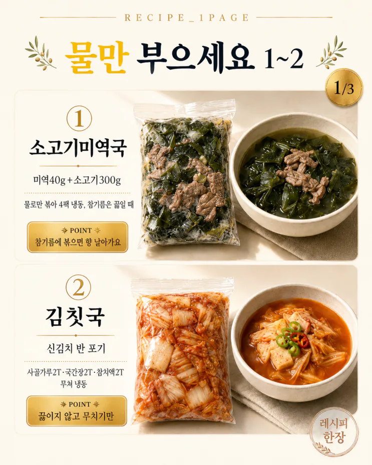 국 안 끓여도 됩니다 — 물만 부으면 되는 냉동 국 키트 6가지 레시피