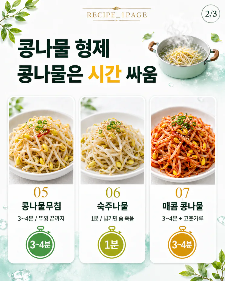불 앞에 딱 3분 — 데쳐서 무치면 끝나는 반찬 12가지