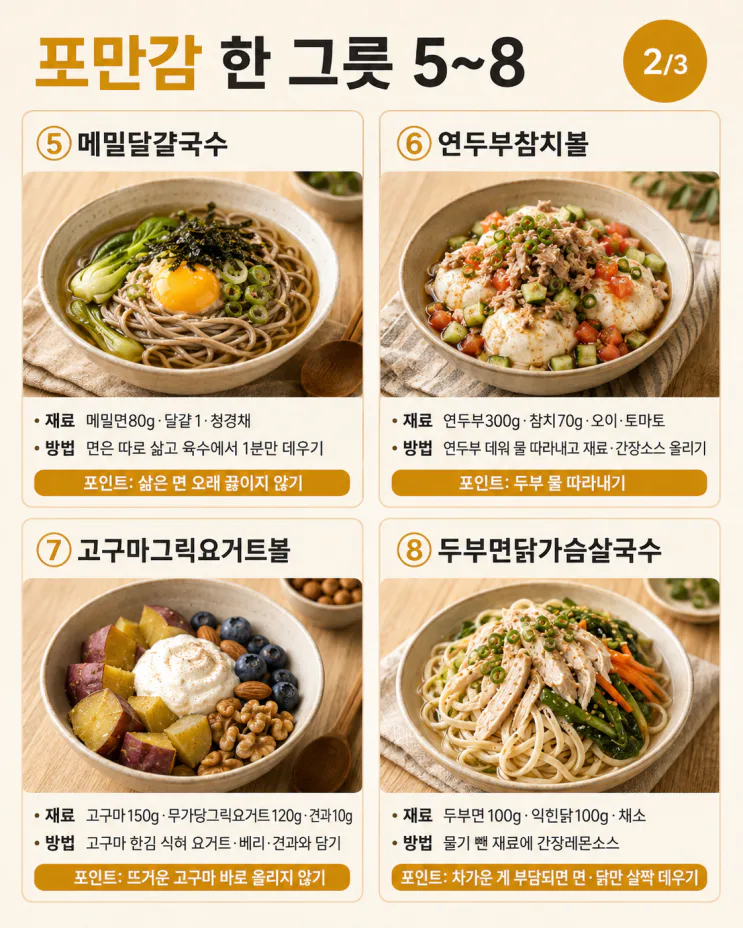늦은 저녁, 밥은 부담되고 배고프다면 — 포만감 한 그릇 8가지