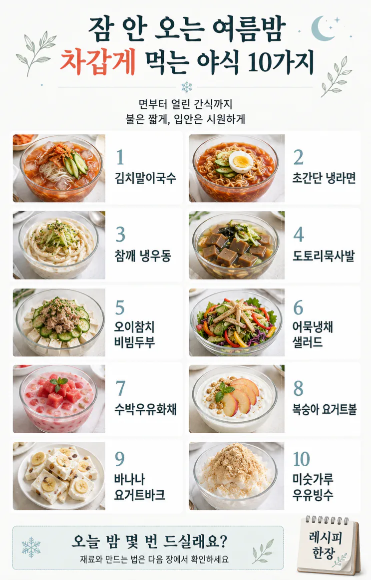열대야 음식 10가지 — 차갑게 먹는 여름 야식