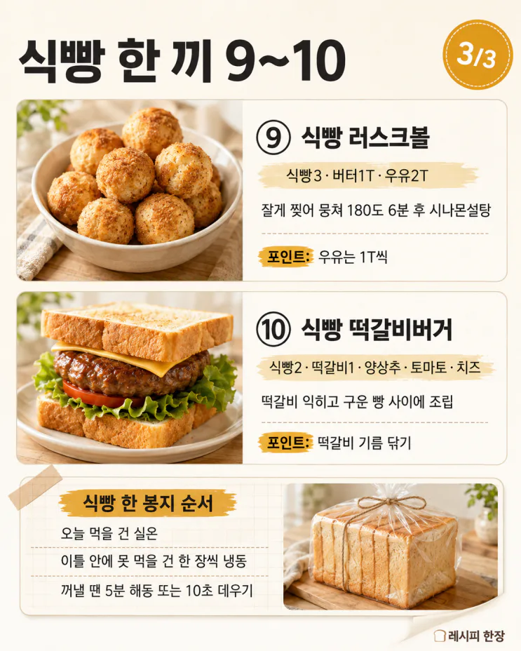 식빵 한 봉지, 토스트만 먹다 질렸다면 — 10분 한 끼 10가지