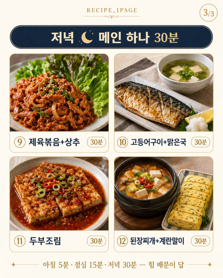 온 가족 다 집에 있는 날 — 세 끼 차리기 안 힘든 메뉴 12가지