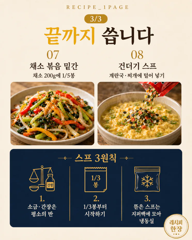 라면 스프 한 봉지, 버리기 아까웠다면 — 국·볶음·양념 8가지