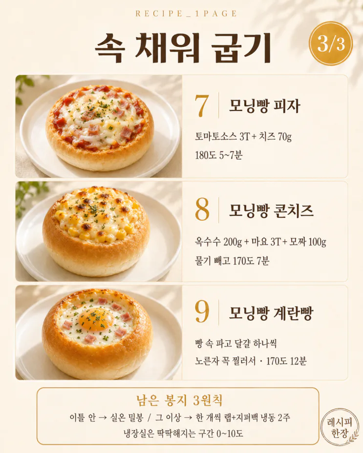 모닝빵 한 봉지 샀다면, 잼만 바르지 마세요 — 10분 아침 메뉴 9가지