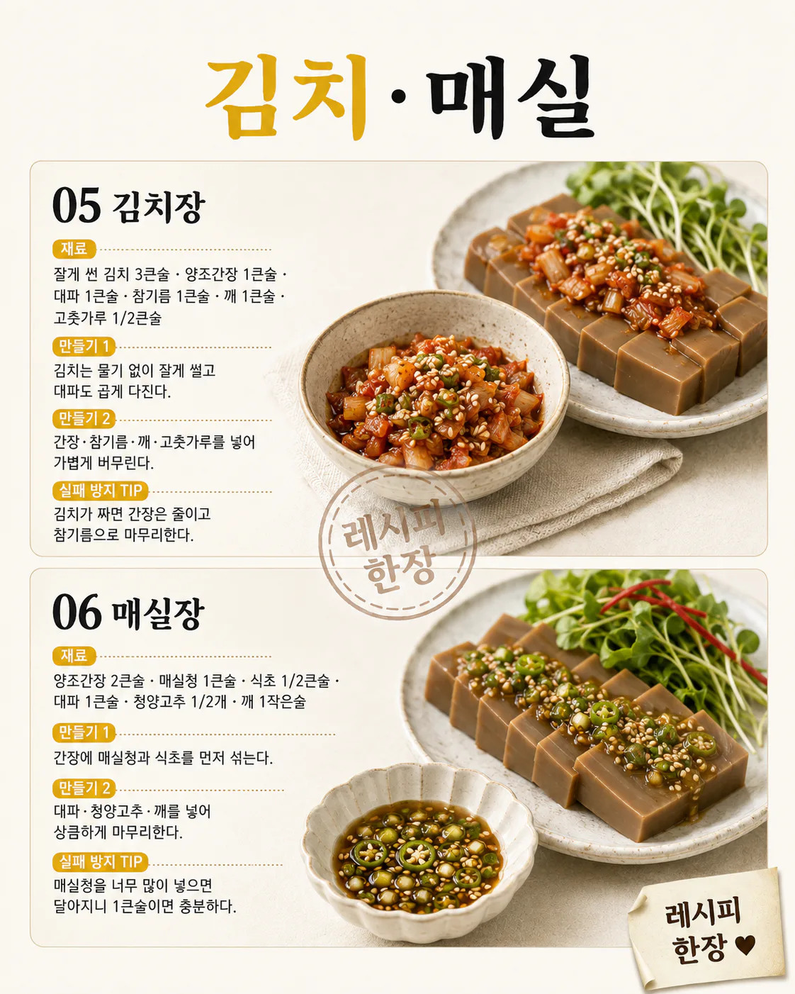 도토리묵 한 모, 간장만 뿌리지 마세요 — 양념장 6가지