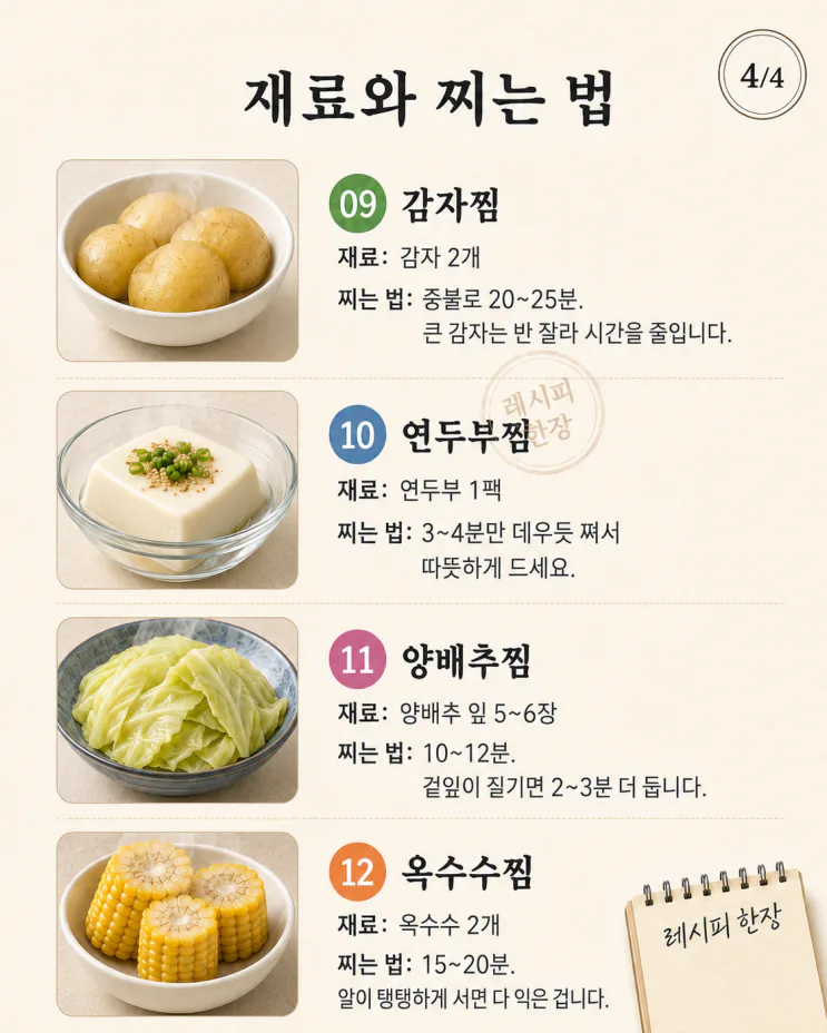 찜기 하나로 채소·생선·만두 12가지