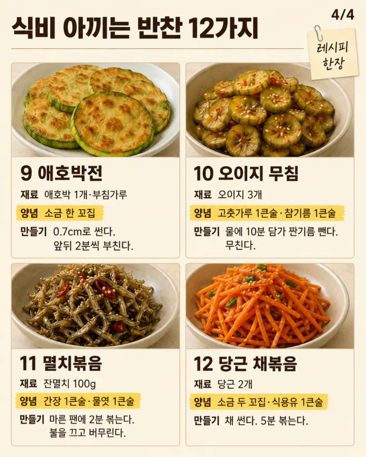 식비 아끼는 반찬 12가지, 재료 세 가지면 돼요
