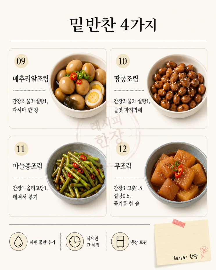 재료별 조림 황금비율 12가지, 한 표로 끝 (저장용)