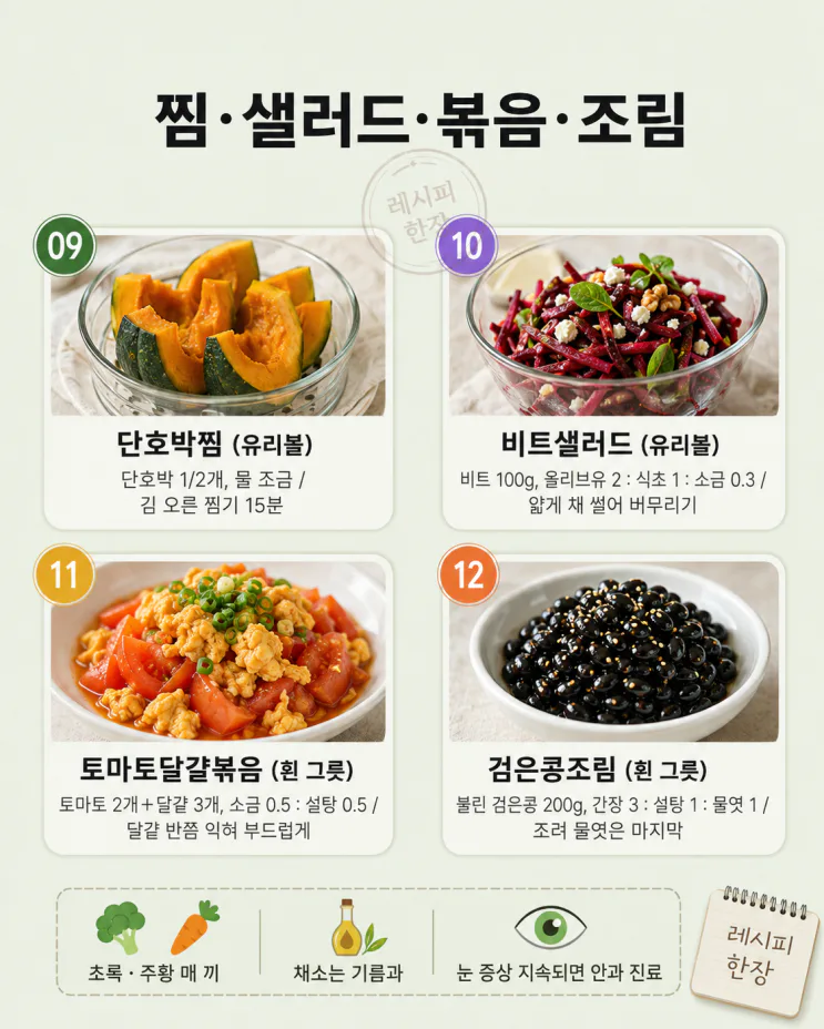 눈 침침한 40·50대 밥상 12가지, 눈에 좋은 재료로
