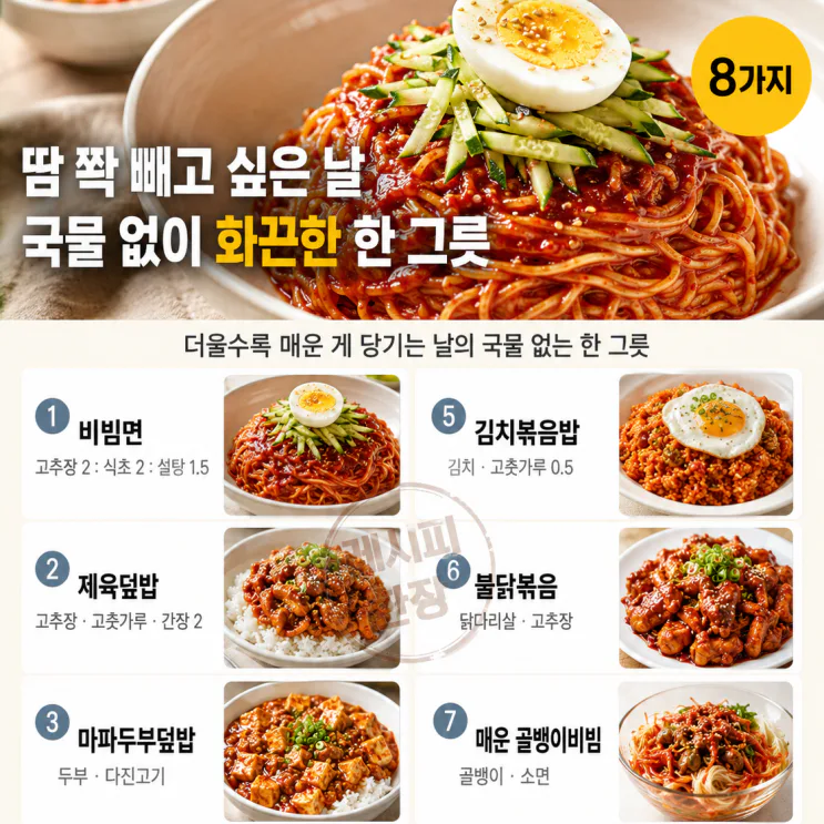 더울수록 매운 게 당기는 날, 국물 없이 화끈한 한 그릇 8가지