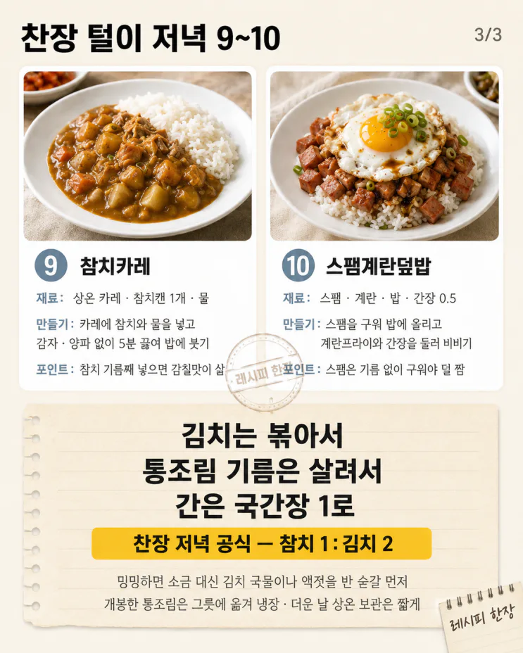 장 보러 나가기 딱 싫은 일요일 — 냉장고에 있는 걸로 저녁 10가지