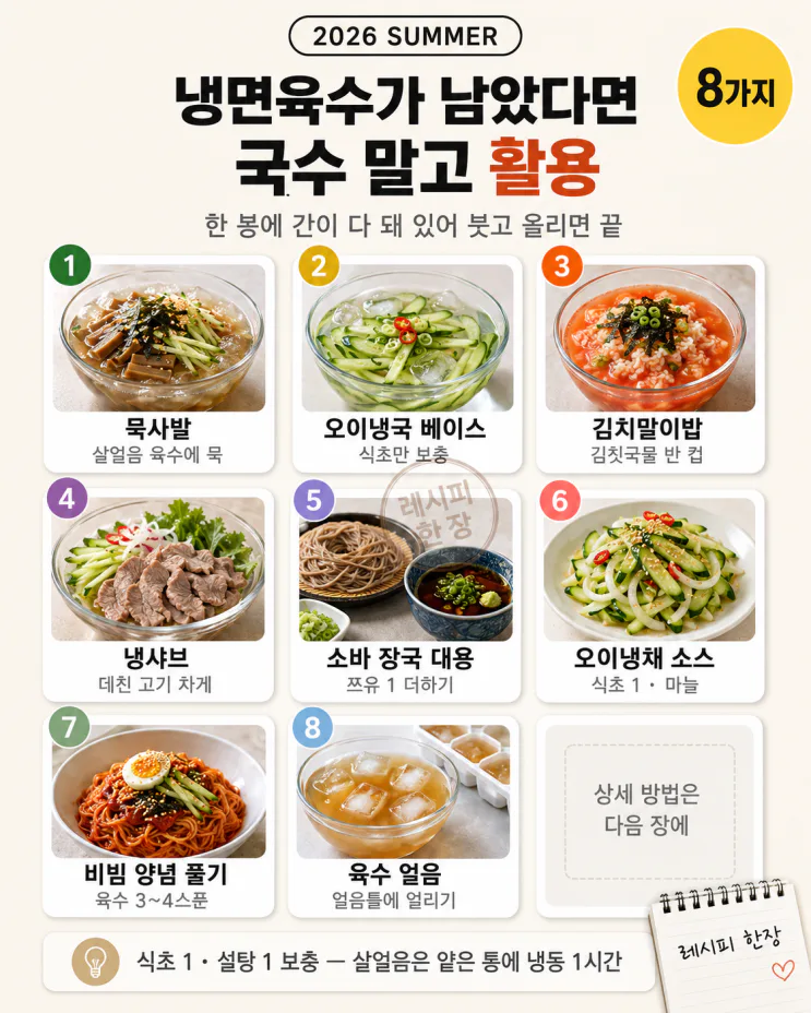 냉면육수, 국수에만 쓰면 반은 버리는 겁니다 — 활용 8가지