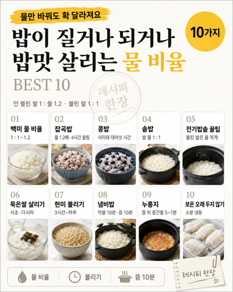 반찬보다 밥이 먼저, 밥맛 살리는 밥 짓기 10가지