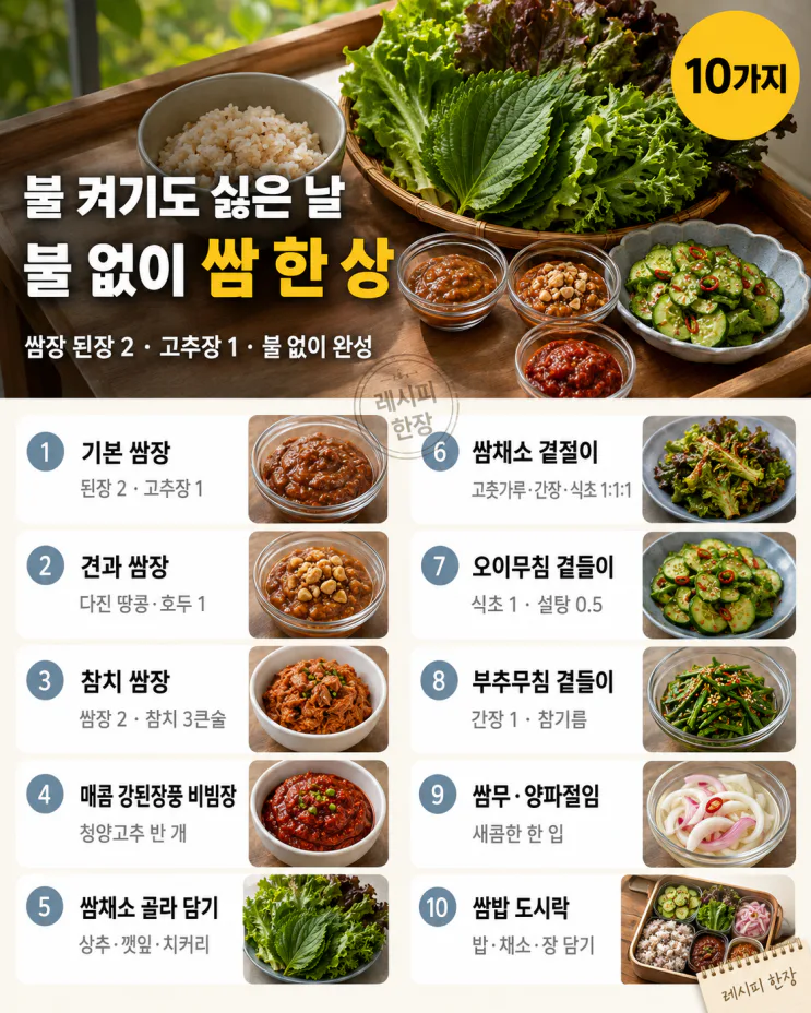 불도 안 켰는데 — 푸짐한 여름 쌈밥 한 상 10가지