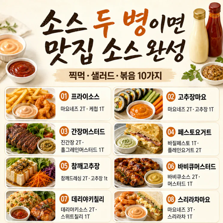 시판 소스 2개만 섞었더니 식당 맛 — 실패 적은 조합 10가지
