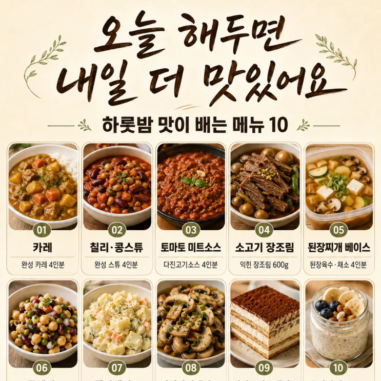 오늘 만들어두면 내일 더 맛있어요 — 하룻밤 두는 메뉴 10가지