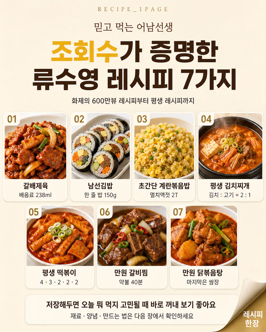 600만뷰가 증명한 류수영 레시피 7가지 - 믿고먹는 어남선생