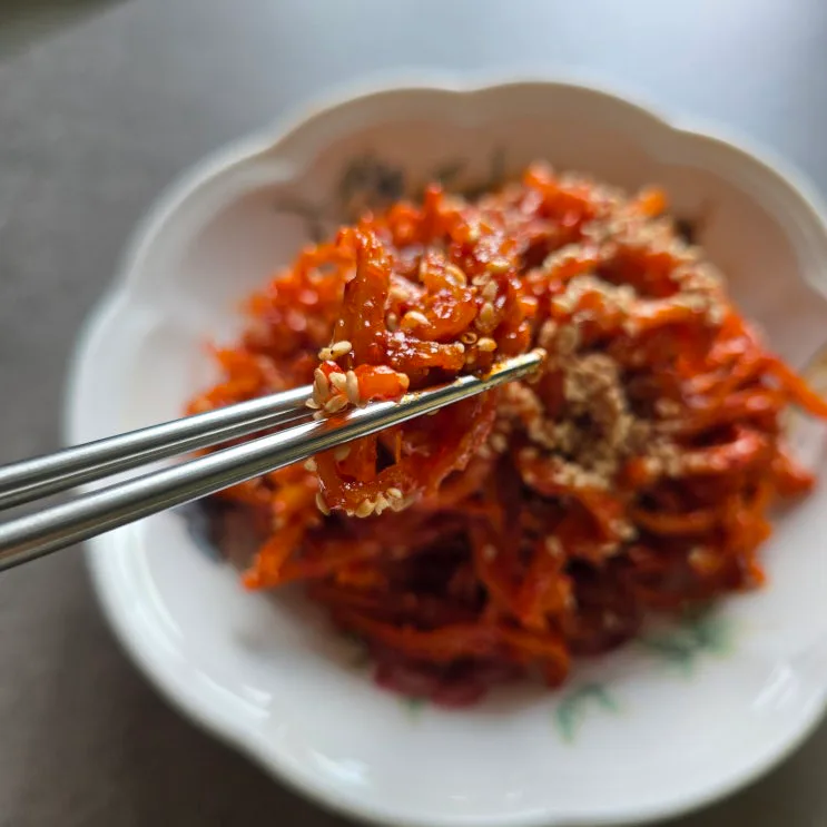 진미채볶음 레시피, 소주 2큰술의 비법 (부드러운 오징어채 볶음)