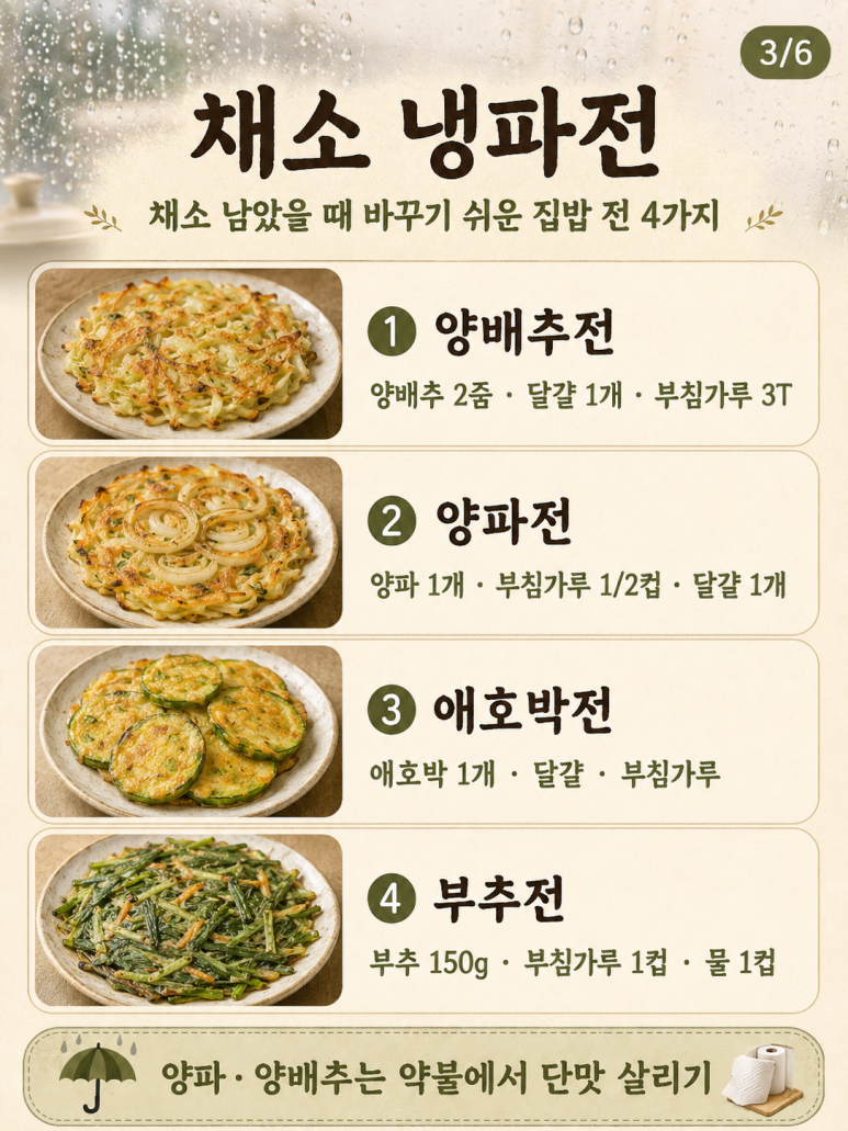 남은 재료 전부 전으로 — 냉장고 털어 만드는 냉파 부침개 20
