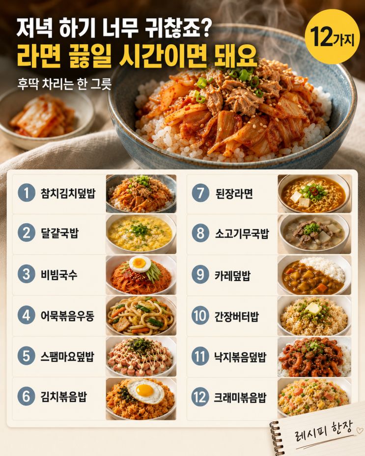 라면 끓일 시간이면 충분해요 — 10분 저녁 한 그릇 12가지