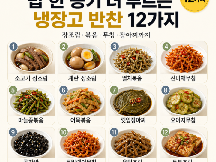냉장고 문 열자마자 손 가는 — 밥도둑 반찬 12가지