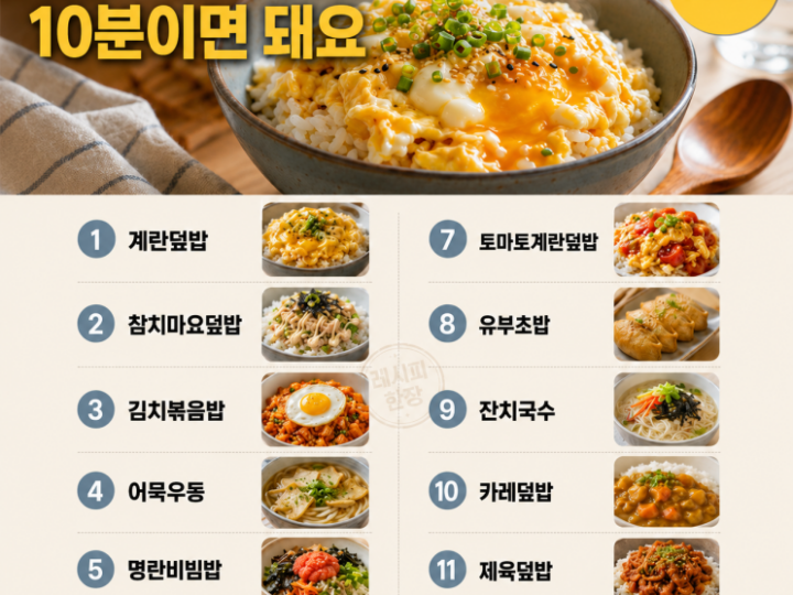 혼자 먹는 점심, 뭐 해먹지 싶다면 — 10분 한 그릇 12가지
