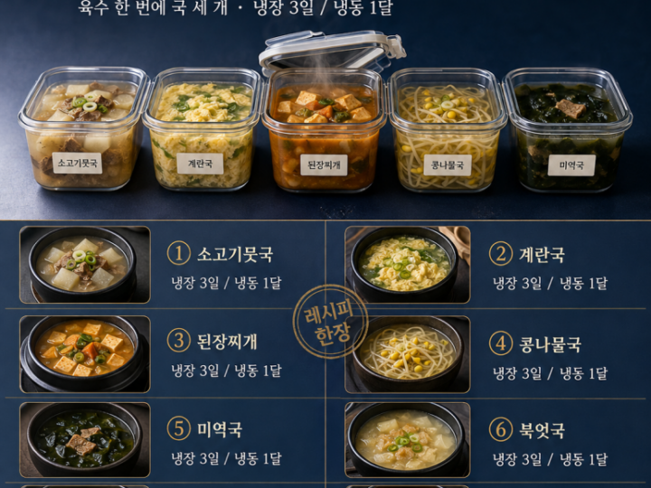 선선해지니 국 생각나는 저녁 — 한 번 끓여 3일 먹는 국 밀프렙 10가지