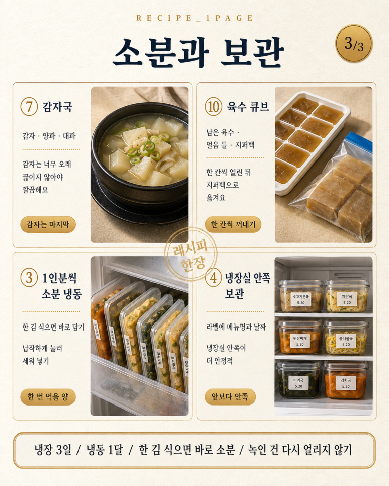 선선해지니 국 생각나는 저녁 — 한 번 끓여 3일 먹는 국 밀프렙 10가지