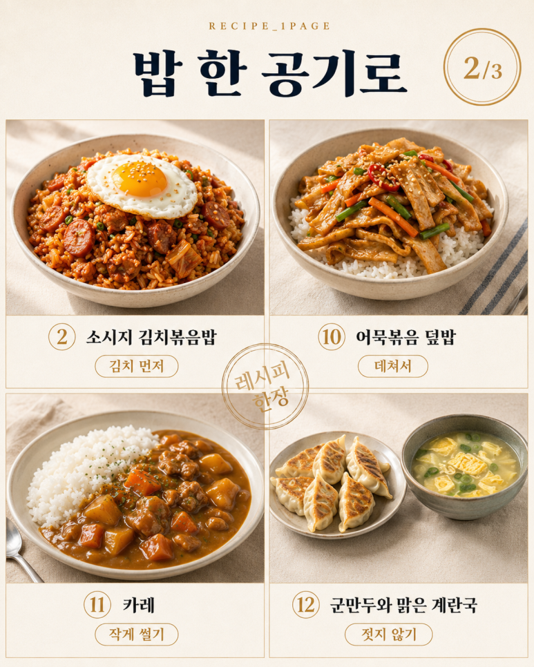 학원 가기 전에 먹여 보내야 한다면 — 20분에 끝나는 저녁 12가지