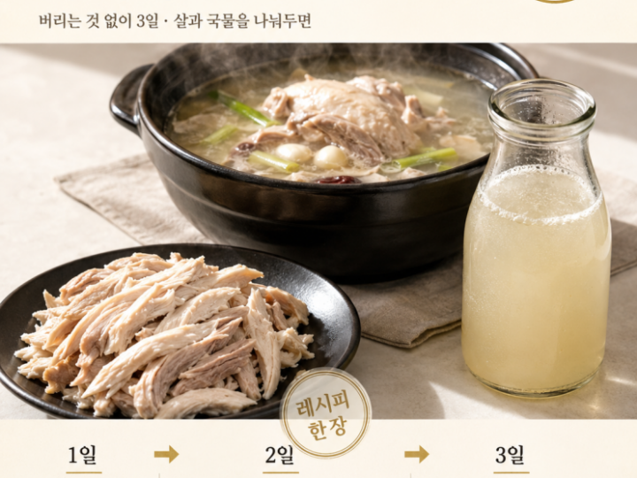 닭 한 마리 사면 3일 저녁이 나옵니다 — 뼈까지 쓰는 순서 6가지