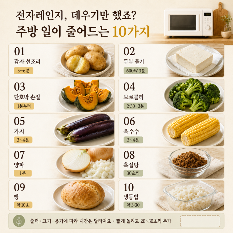 전자레인지, 데우기만 하면 아까워요 — 주방 일이 빨라지는 10가지