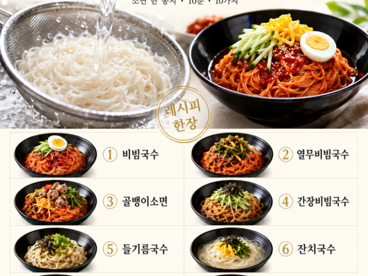 소면 한 봉지 있다면 — 10분 점심 국수 10가지