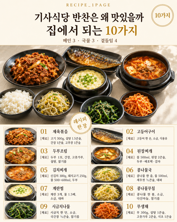 기사식당 반찬은 왜 맛있을까 — 집에서 되는 10가지